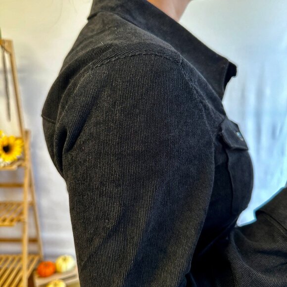 Black Corduroy Button Down Dress - Picture 4 of 4